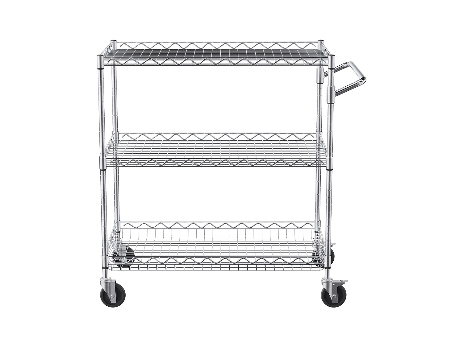 Chariot utilitaire SucceBuy 76,2 x 45,7 x 82,3 cm 300 kg 3 niveaux 6 crochets sur roulettes