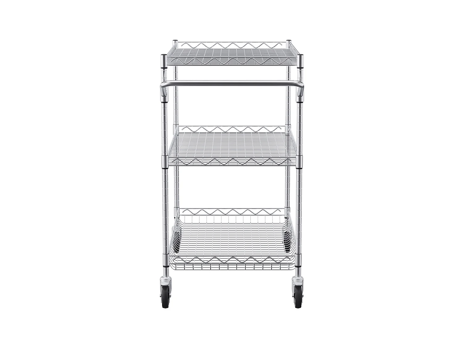 Chariot utilitaire SucceBuy 76,2 x 45,7 x 82,3 cm 300 kg 3 niveaux 6 crochets sur roulettes