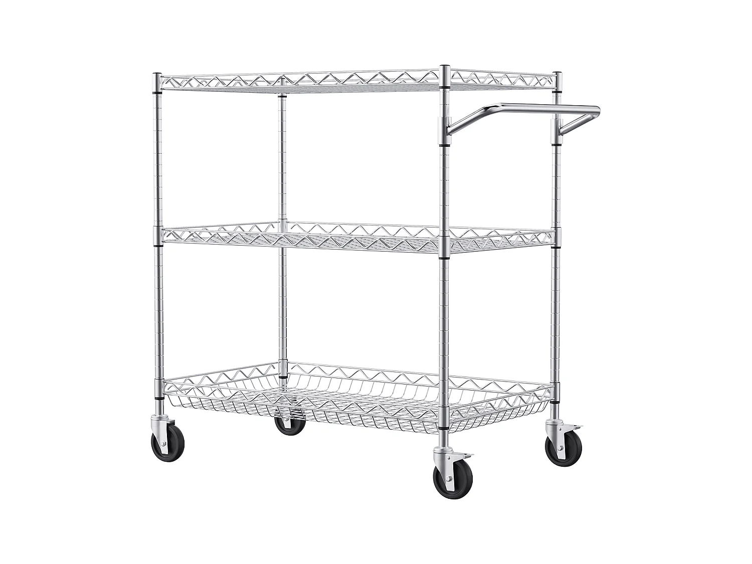 Chariot utilitaire SucceBuy 76,2 x 45,7 x 82,3 cm 300 kg 3 niveaux 6 crochets sur roulettes