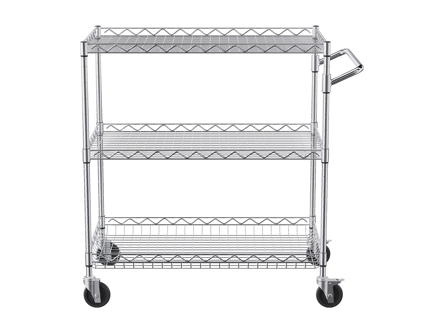 Chariot utilitaire SucceBuy 76,2 x 45,7 x 82,3 cm 300 kg 3 niveaux 6 crochets sur roulettes