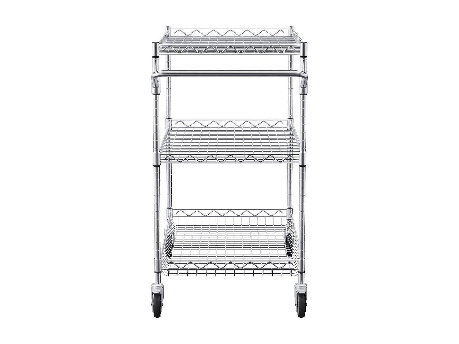 Chariot utilitaire SucceBuy 76,2 x 45,7 x 82,3 cm 300 kg 3 niveaux 6 crochets sur roulettes