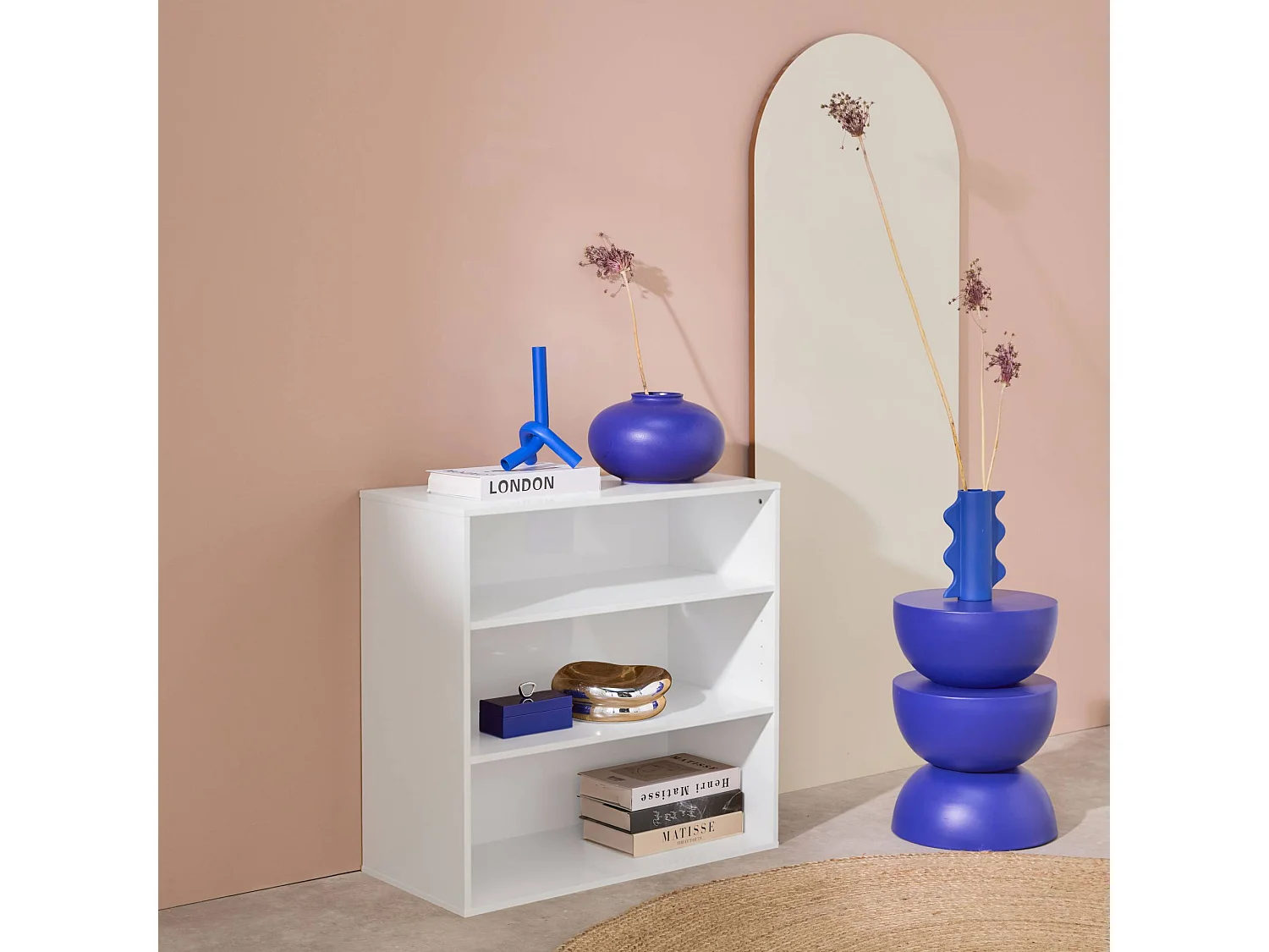 Estantería, biblioteca, módulo de almacenamiento, 3 estantes blanco