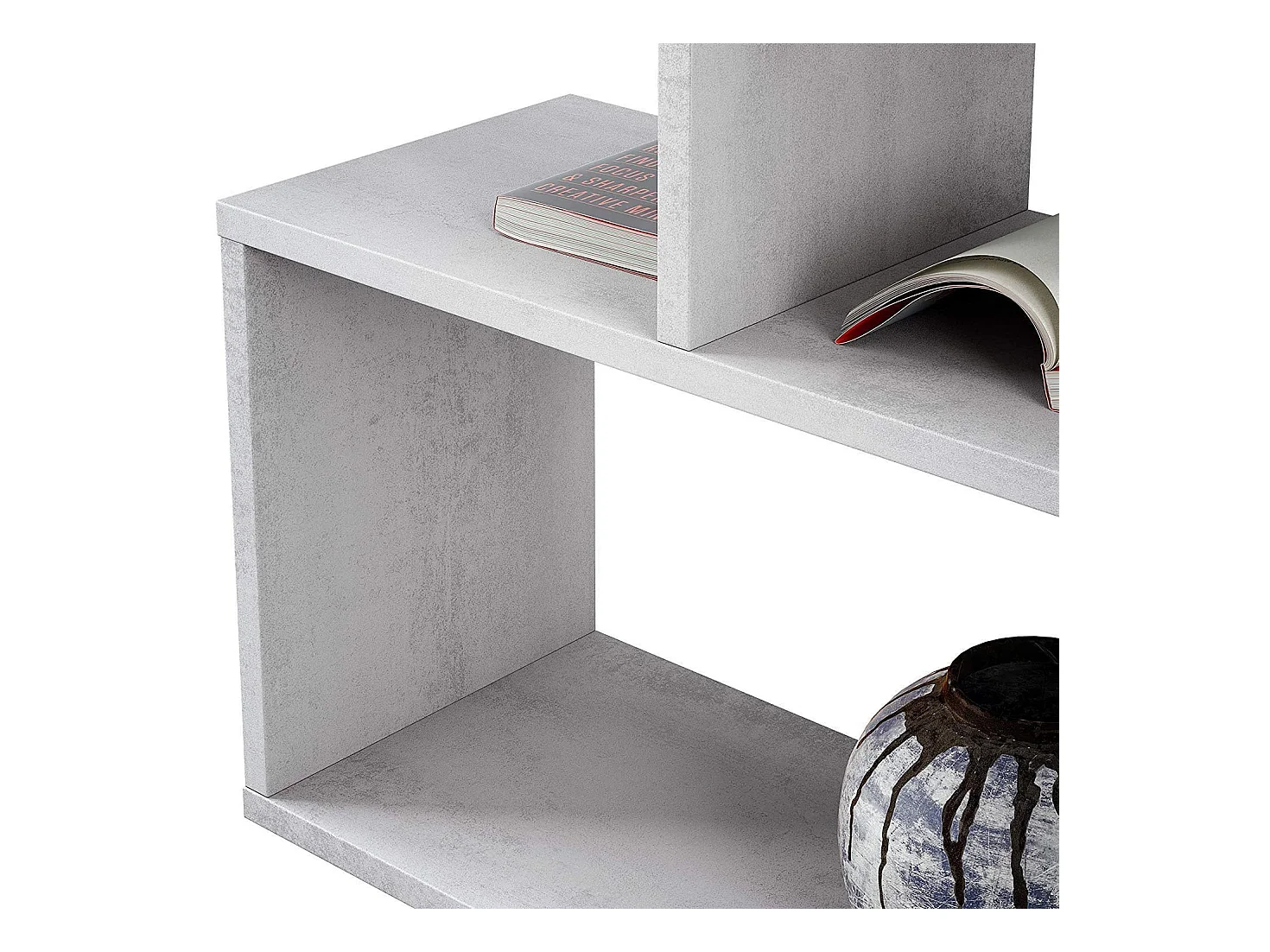 Libreria Friburgo Design Scaffale Mensola Moderna Grigio Cemento Mobile per Libri con Ripiani per Soggiorno Salotto 110 x 97 x 25 cm (Colore Grigio Cemento)