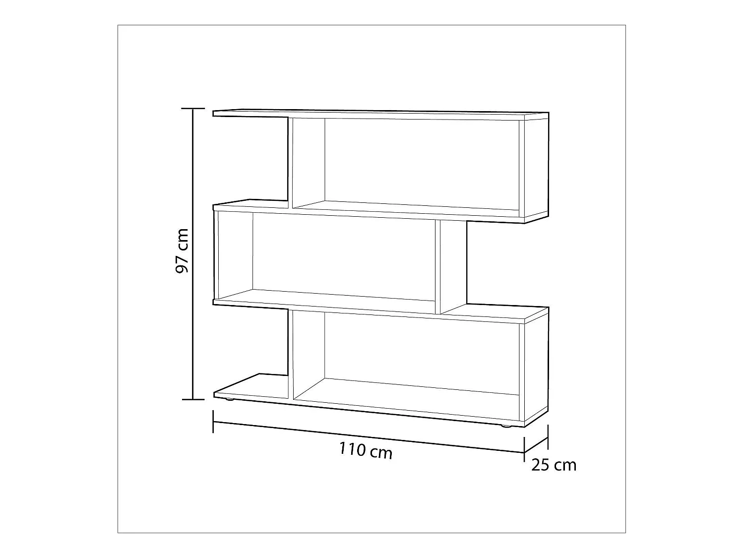 Libreria Friburgo Design Scaffale Mensola Moderna Grigio Cemento Mobile per Libri con Ripiani per Soggiorno Salotto 110 x 97 x 25 cm (Colore Grigio Cemento)