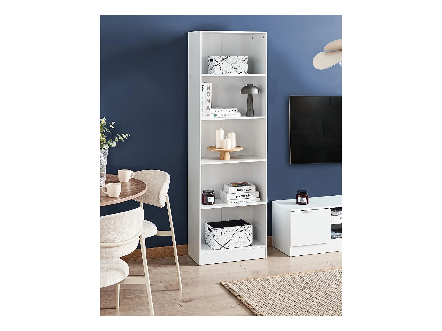 Bibliothèque 5 étagères WINNIPEG 174 cm Blanc