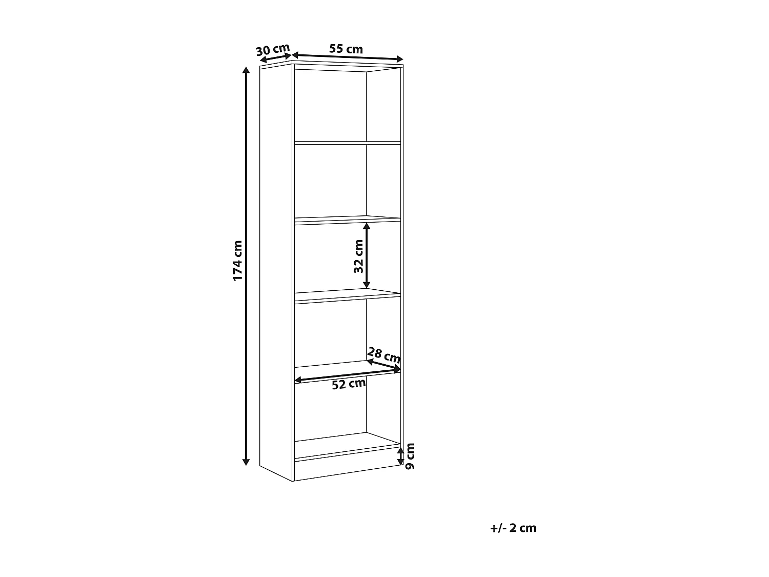 Libreria a 5 ripiani WINNIPEG 174 cm Bianco