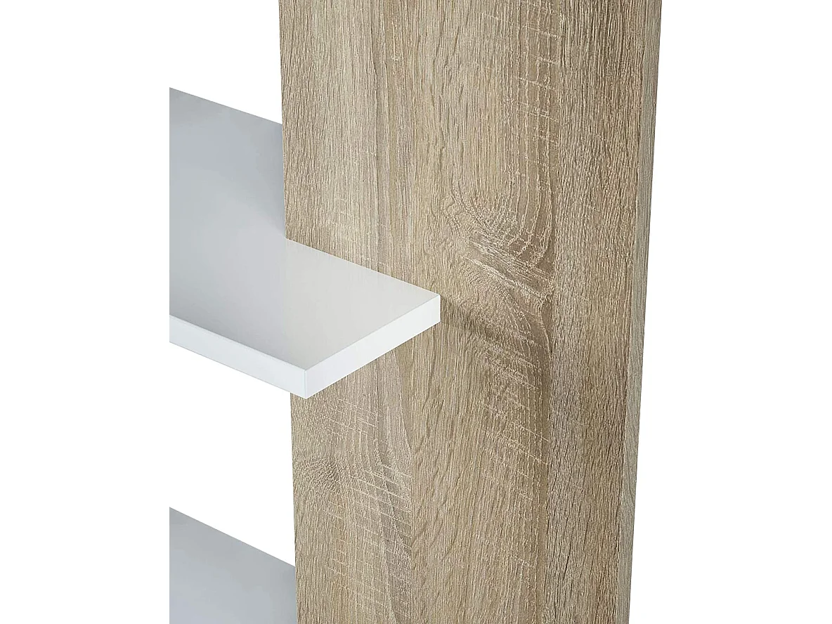 Libreria Santa Cruz Design Scaffale Mensola Moderna Bianca Rovere Chiaro Mobile Per Libri Con Ripiani Per Soggiorno Salotto 180 x 90 x 25 cm Colore Bianco e Rovere