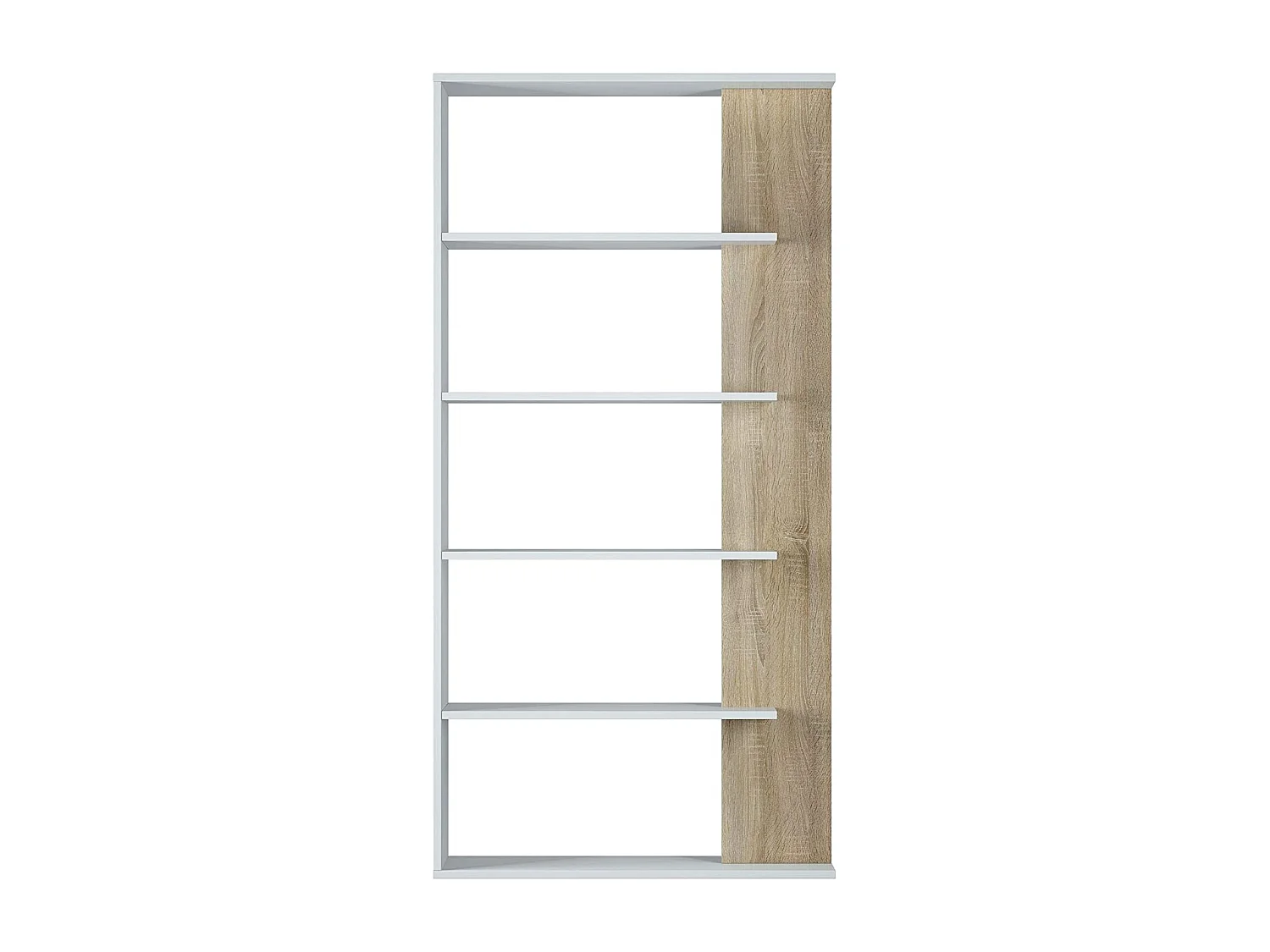 Libreria Santa Cruz Design Scaffale Mensola Moderna Bianca Rovere Chiaro Mobile Per Libri Con Ripiani Per Soggiorno Salotto 180 x 90 x 25 cm Colore Bianco e Rovere