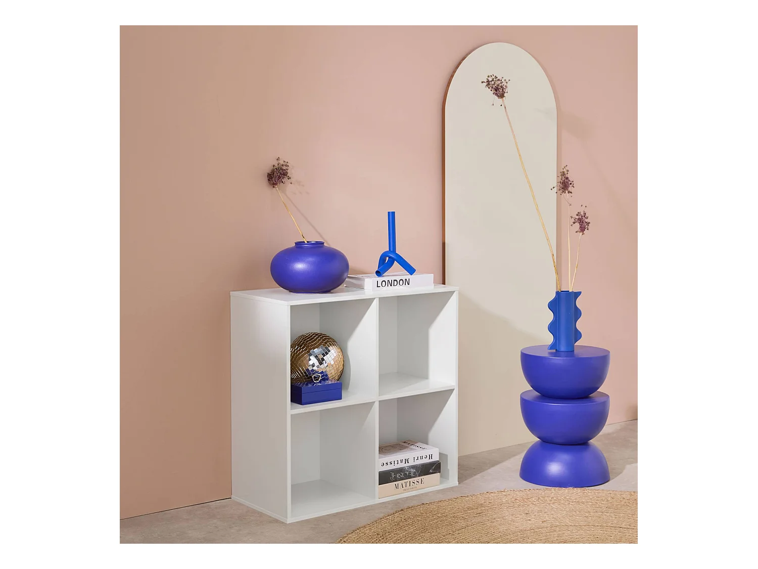 Scaffale, biblioteca, modulo di stoccaggio decorativo in legno 4