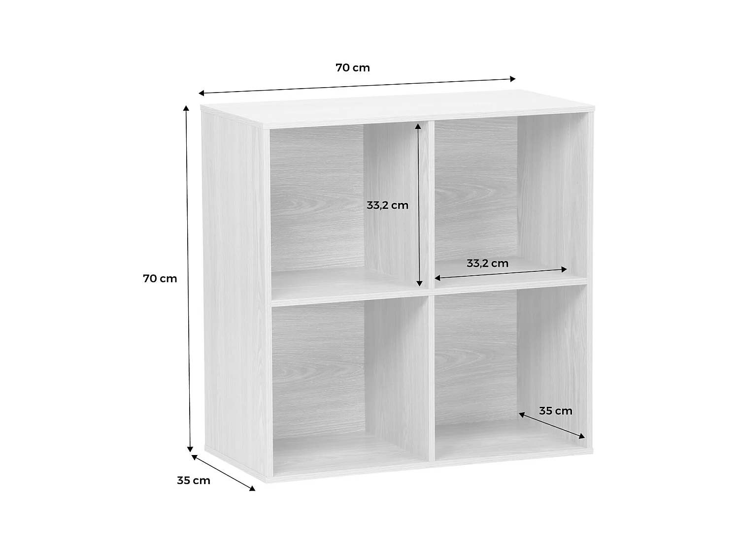 Scaffale, biblioteca, modulo di stoccaggio decorativo in legno 4