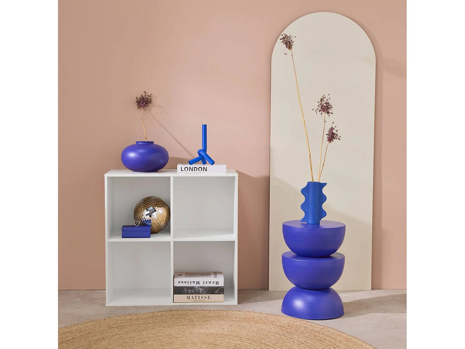 Etagère. bibliothèque. module de rangement décor bois blanc 4 compartiments L 70 x P 35 x H 70cm - Kompo