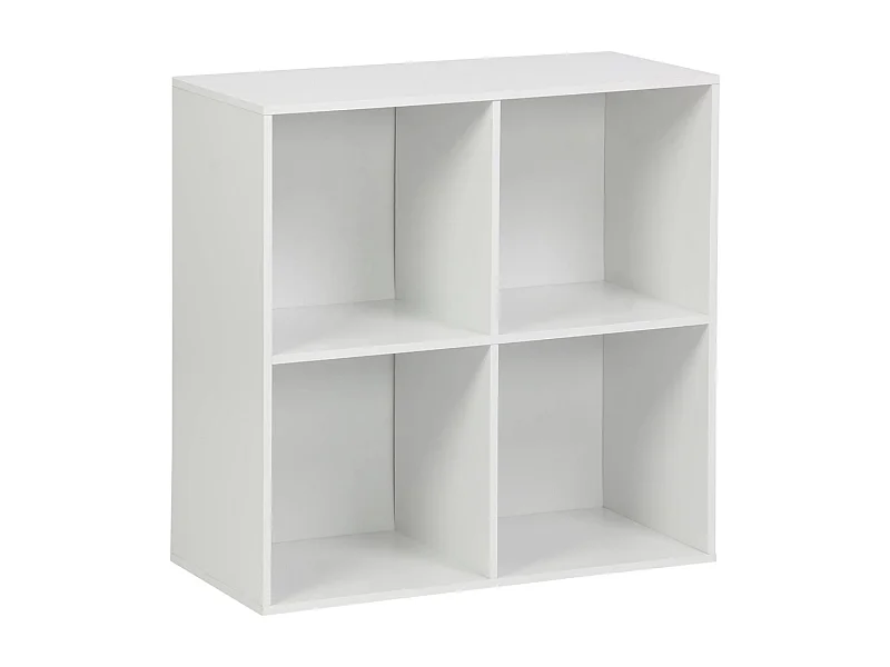 Etagère. bibliothèque. module de rangement décor bois blanc 4 compartiments L 70 x P 35 x H 70cm - Kompo