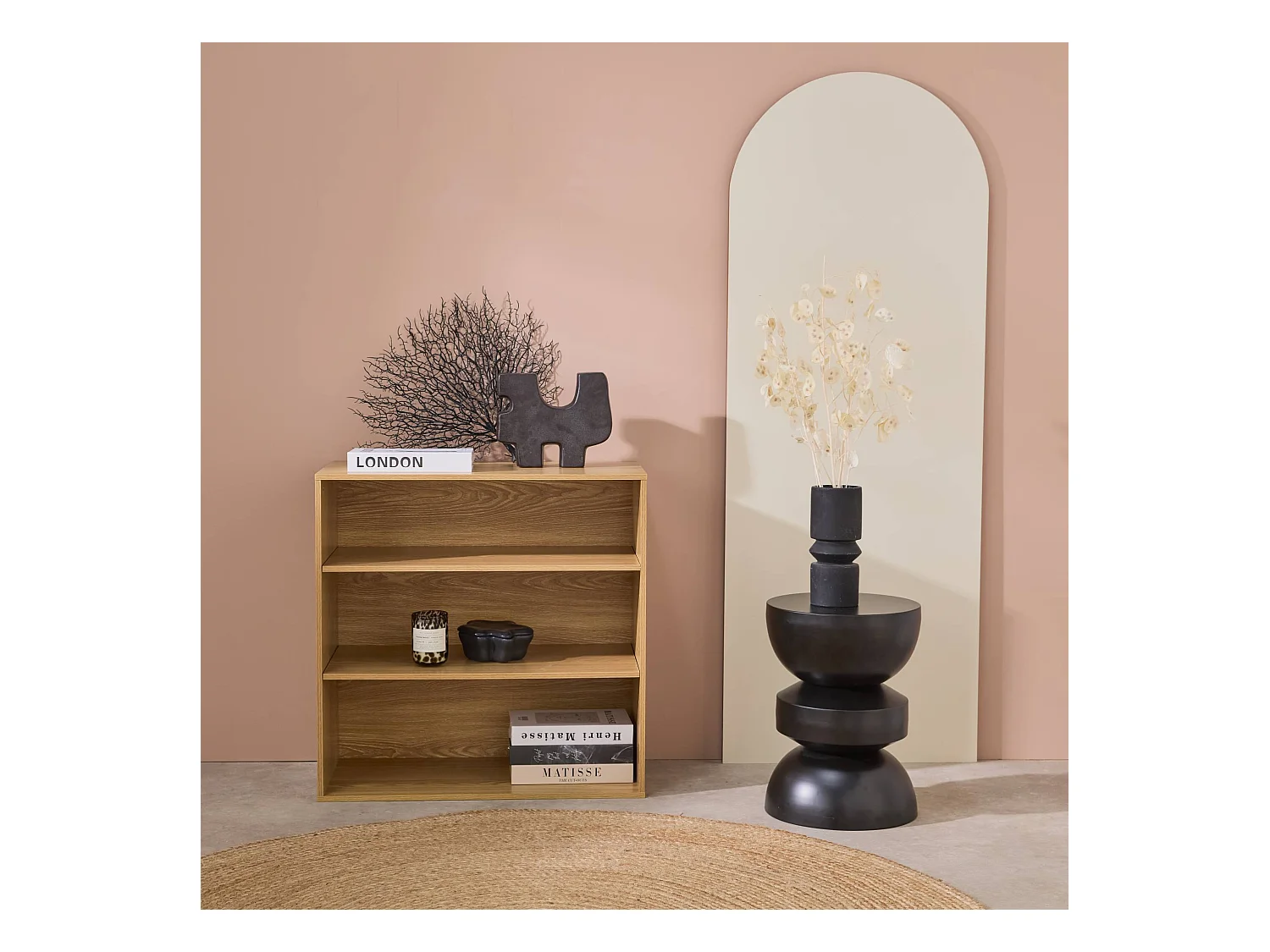 Etagère. bibliothèque. module de rangement décor bois chêne 2 étagères L 70 x P 35 x H 70cm - Kompo