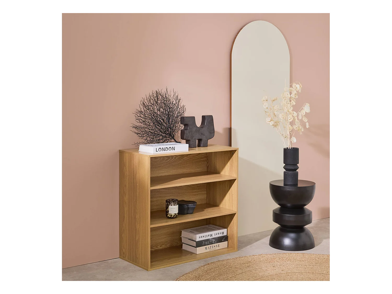 Etagère. bibliothèque. module de rangement décor bois chêne 2 étagères L 70 x P 35 x H 70cm - Kompo