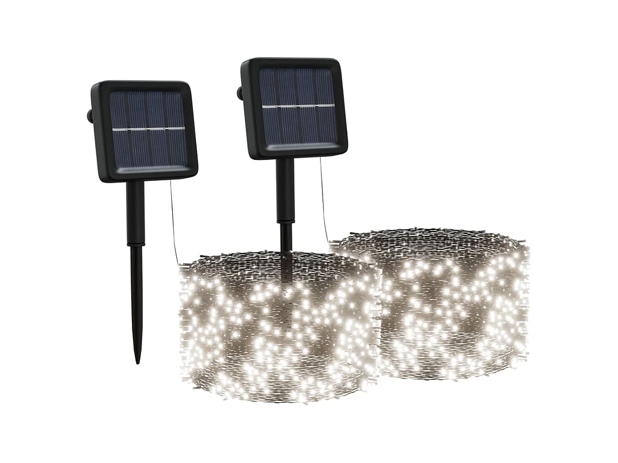 Lichtsnoeren 2 st met 2x200 LED's solar binnen/buiten koudwit