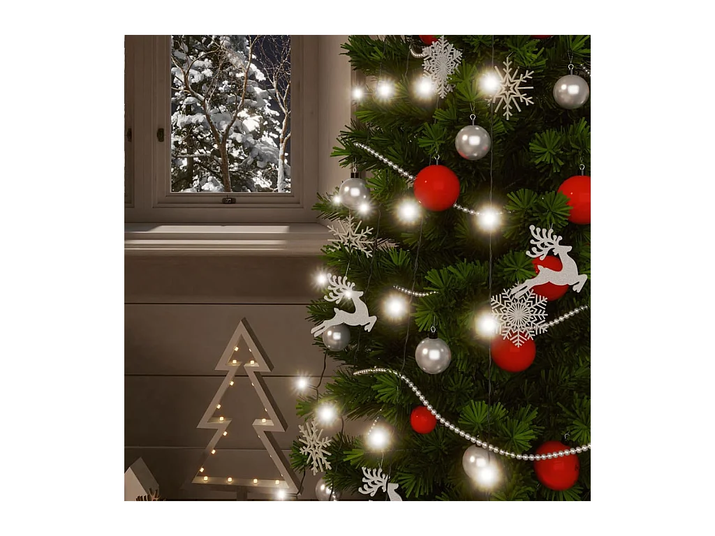 Lichtsnoeren 2 st met 2x200 LED's solar binnen/buiten koudwit