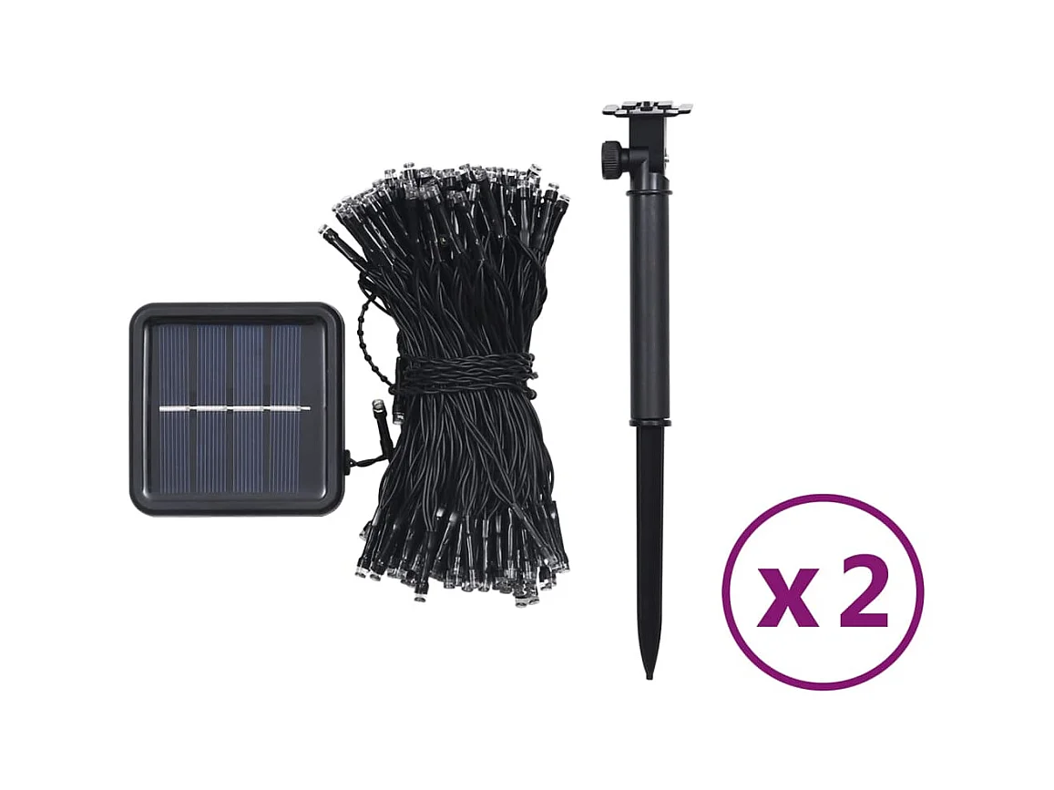 Lichtsnoeren 2 st met 2x200 LED's solar binnen/buiten koudwit