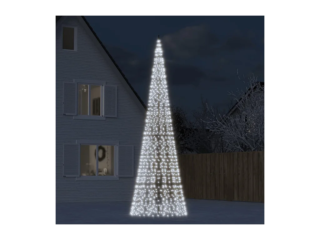 LED-kerstboom aan vlaggenmast 1534 LEDs koud wit 500 cm