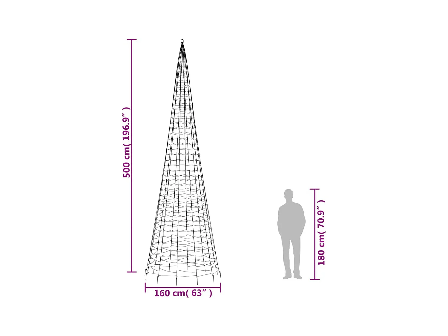 LED-kerstboom aan vlaggenmast 1534 LEDs koud wit 500 cm