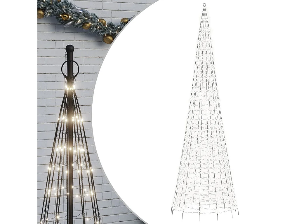 Sapin de Noël à LED sur mât de drapeau 1534 LED blanc 500 cm