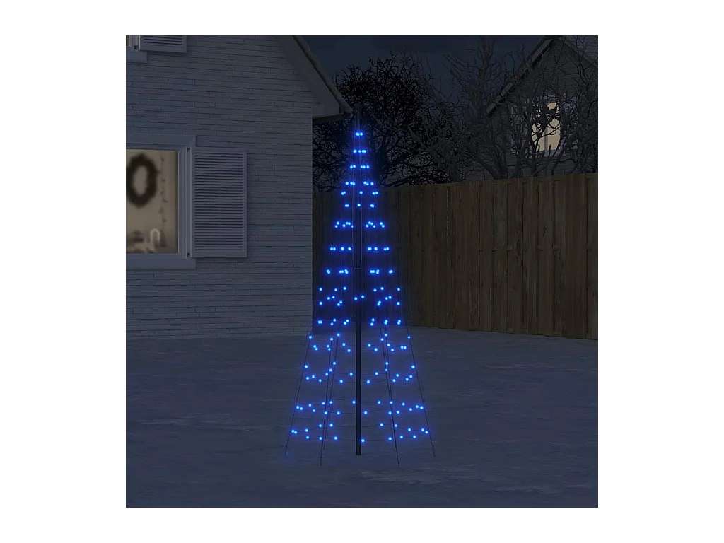 LED-kerstboom aan vlaggenmast 200 LED's 180 cm blauw