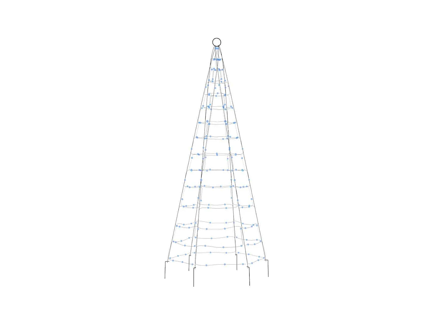LED-kerstboom aan vlaggenmast 200 LED's 180 cm blauw