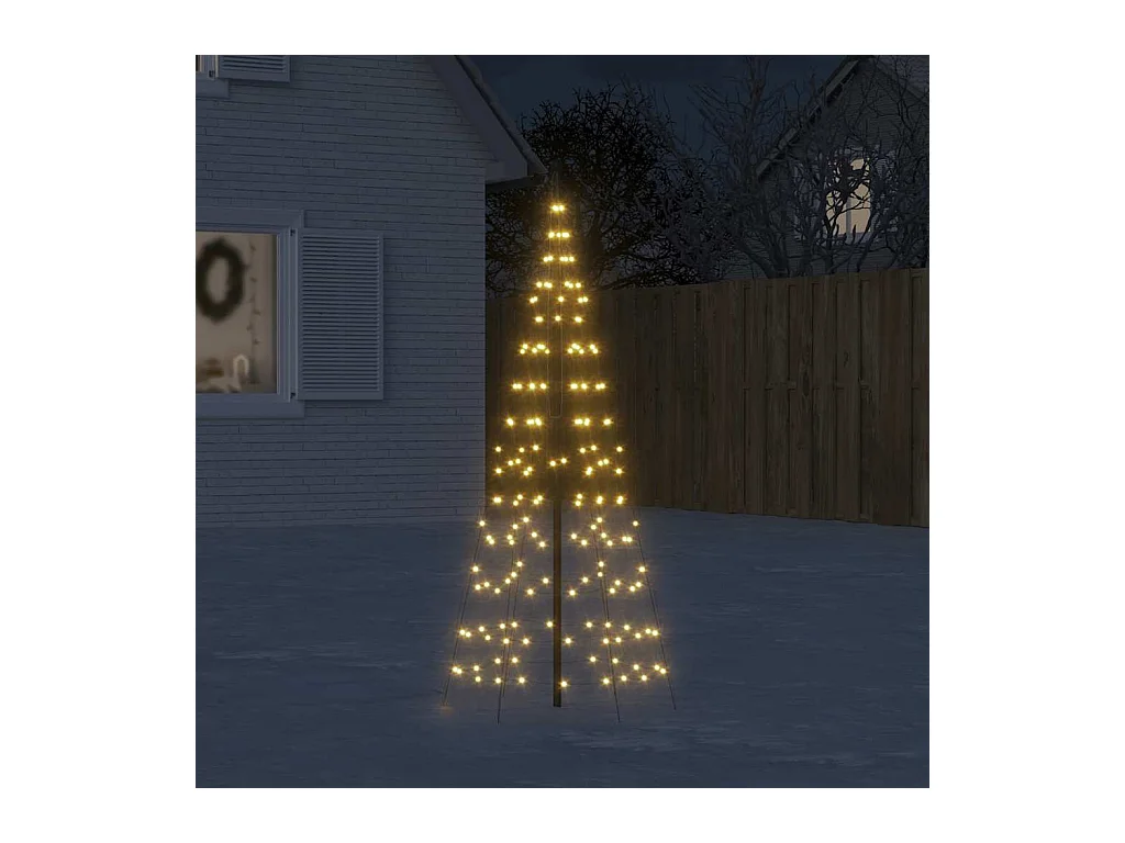 Sapin de Noël à LED sur mât de drapeau 200 LED blanc 180 cm