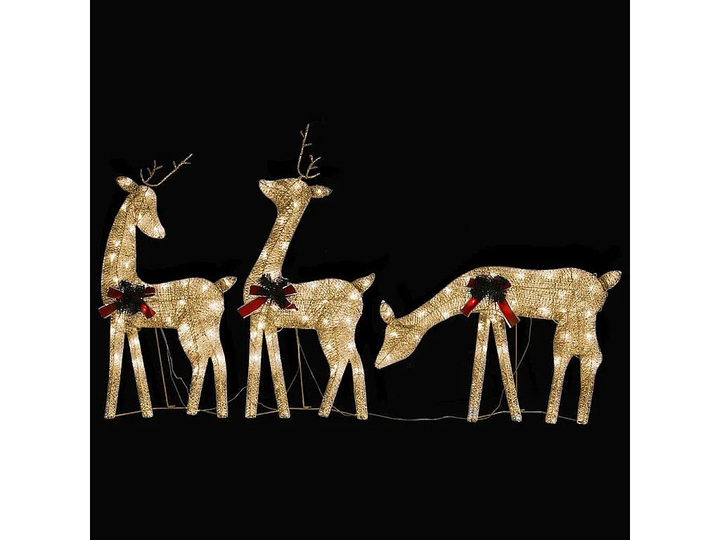 Famille de rennes de Noël 270x7x90 cm Doré Blanc chaud Maille