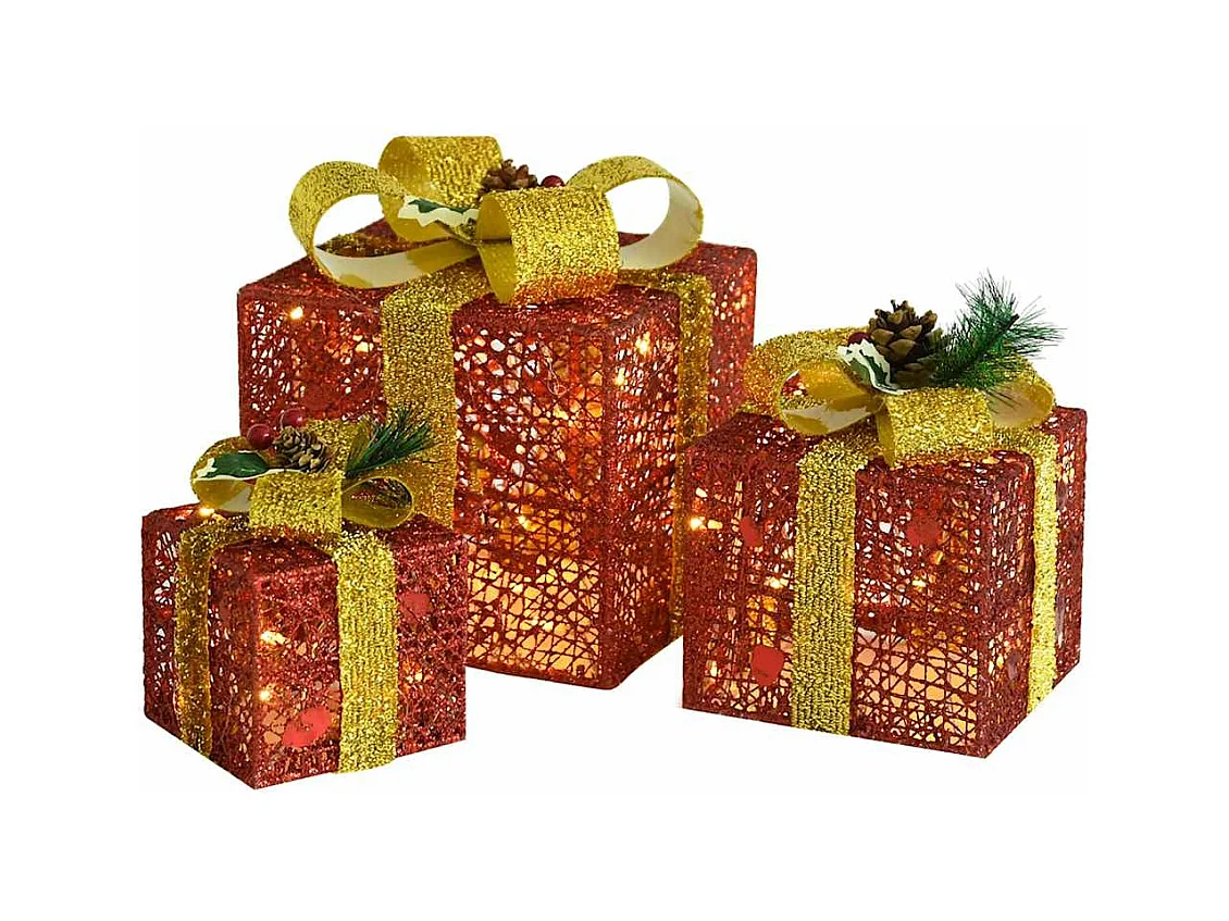 Geschenkboxen Deko-Set 3 Stk. Rot Outdoor Indoor