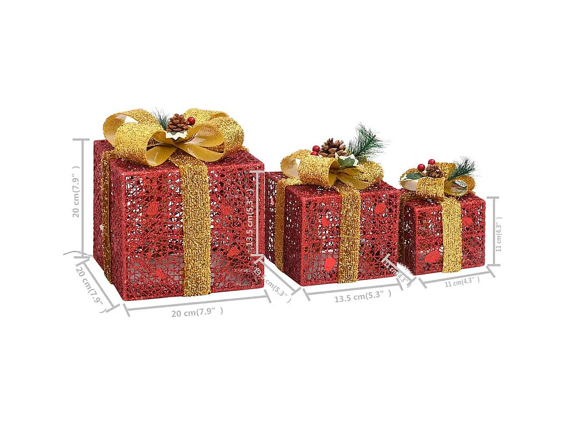 Geschenkboxen Deko-Set 3 Stk. Rot Outdoor Indoor