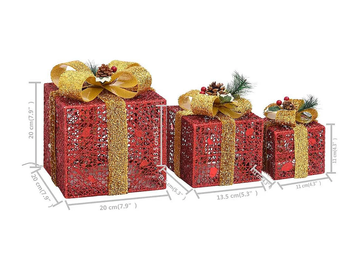 Geschenkboxen Deko-Set 3 Stk. Rot Outdoor Indoor