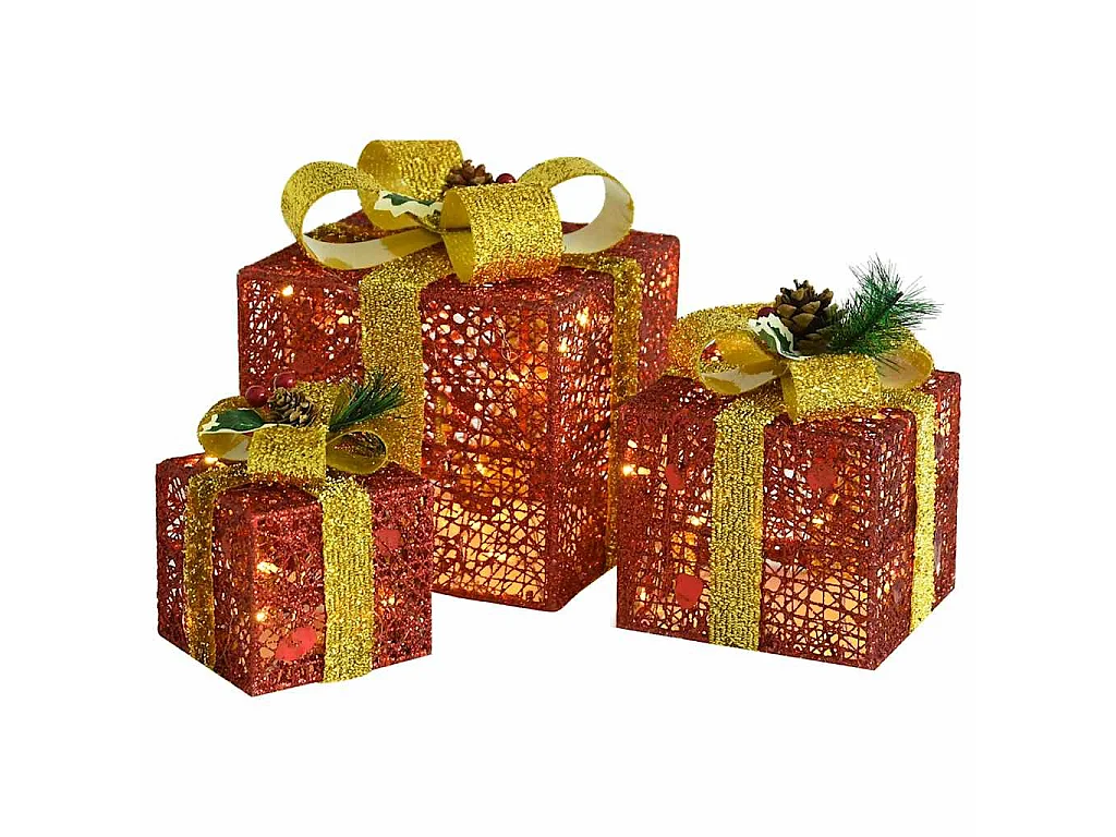 Boîtes-cadeaux de Noël décoratives 3 pcs Extérieur Intérieur