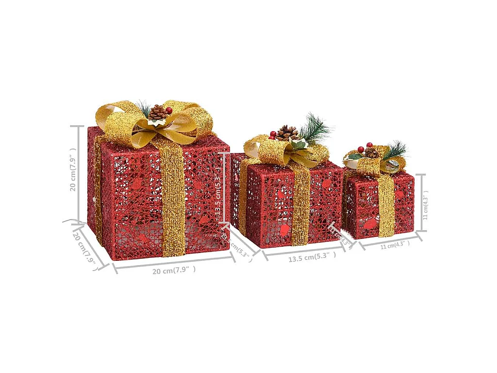 Boîtes-cadeaux de Noël décoratives 3 pcs Extérieur Intérieur
