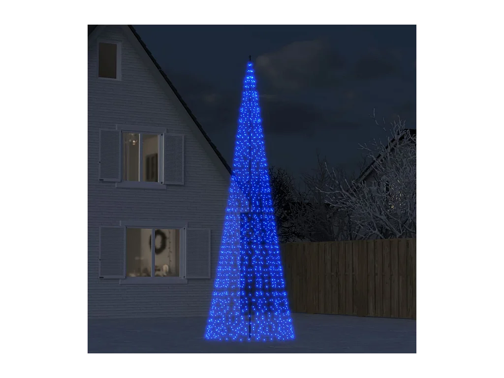 Sapin de Noël à LED sur mât de drapeau 1534 LED bleu 500 cm
