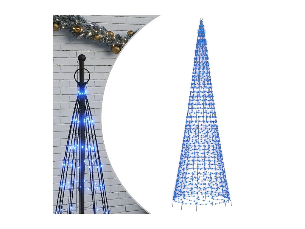 Árbol de Navidad en asta de bandera 1534 LED azul 500 cm
