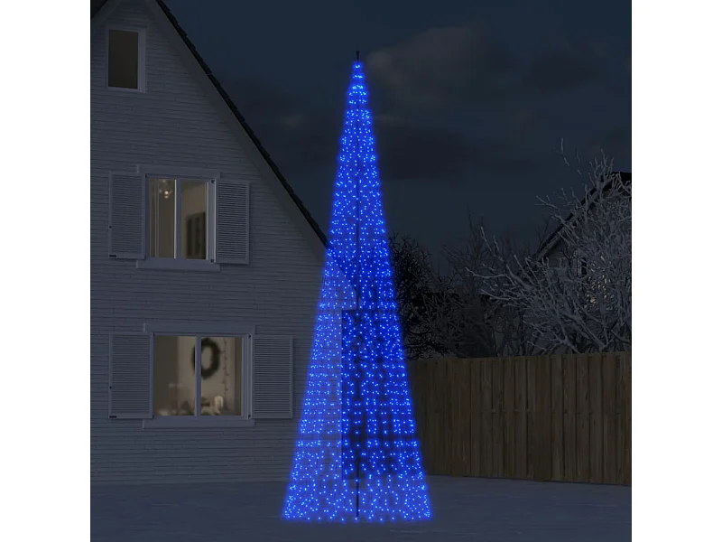 Árvore de Natal LED no mastro 1534 LEDs Azul 500 cm