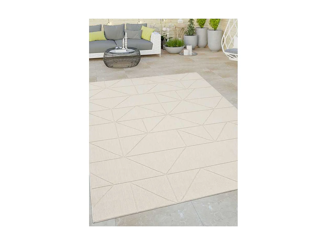 Tapis extérieur intérieur géométrique BODRUM 26 Crème 160*230
