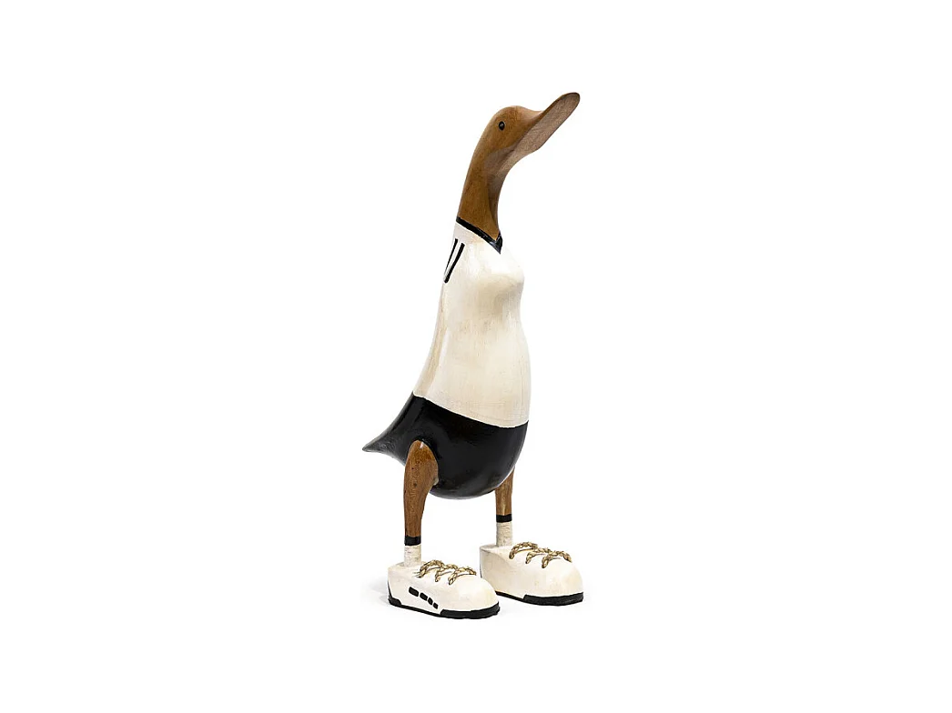 Statuette décorative 40 cm canard maillot blanc bois de teck – DAFLY
