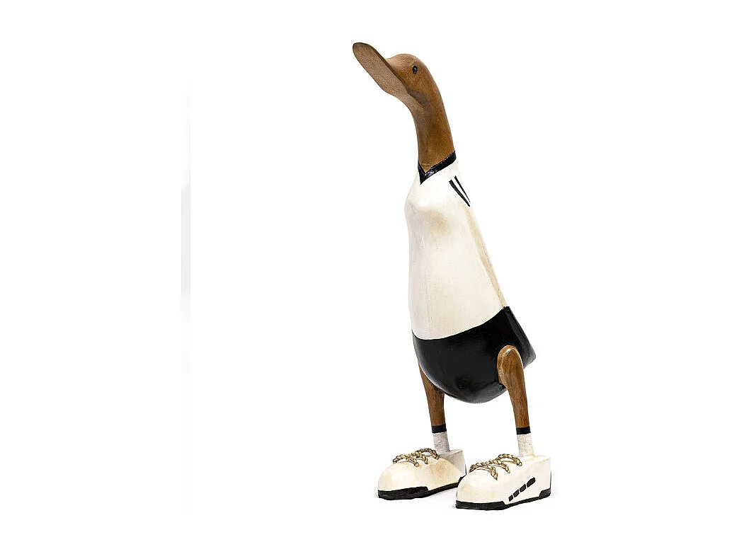 Statuette décorative 40 cm canard maillot blanc bois de teck – DAFLY