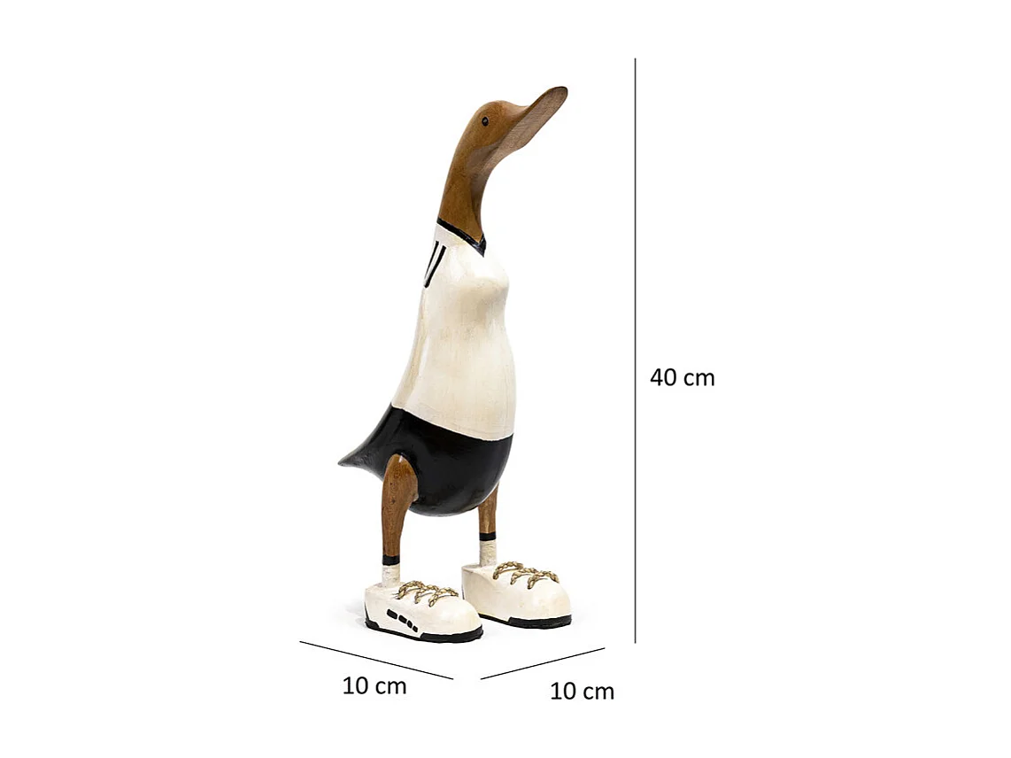 Statuette décorative 40 cm canard maillot blanc bois de teck – DAFLY
