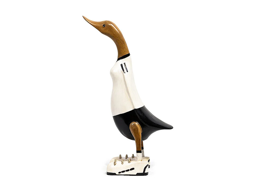 Statuette décorative 40 cm canard maillot blanc bois de teck – DAFLY