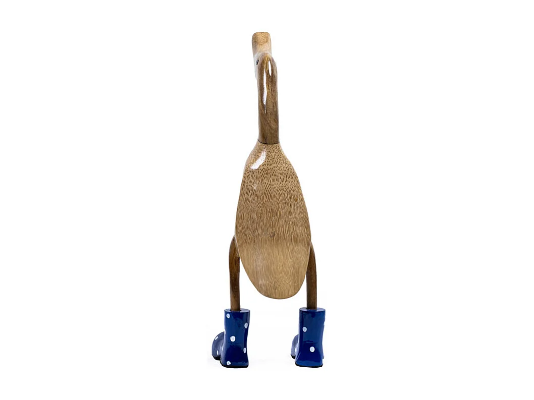 Statuette décorative 40 cm canard bottes bleues bois de teck - DAFLY