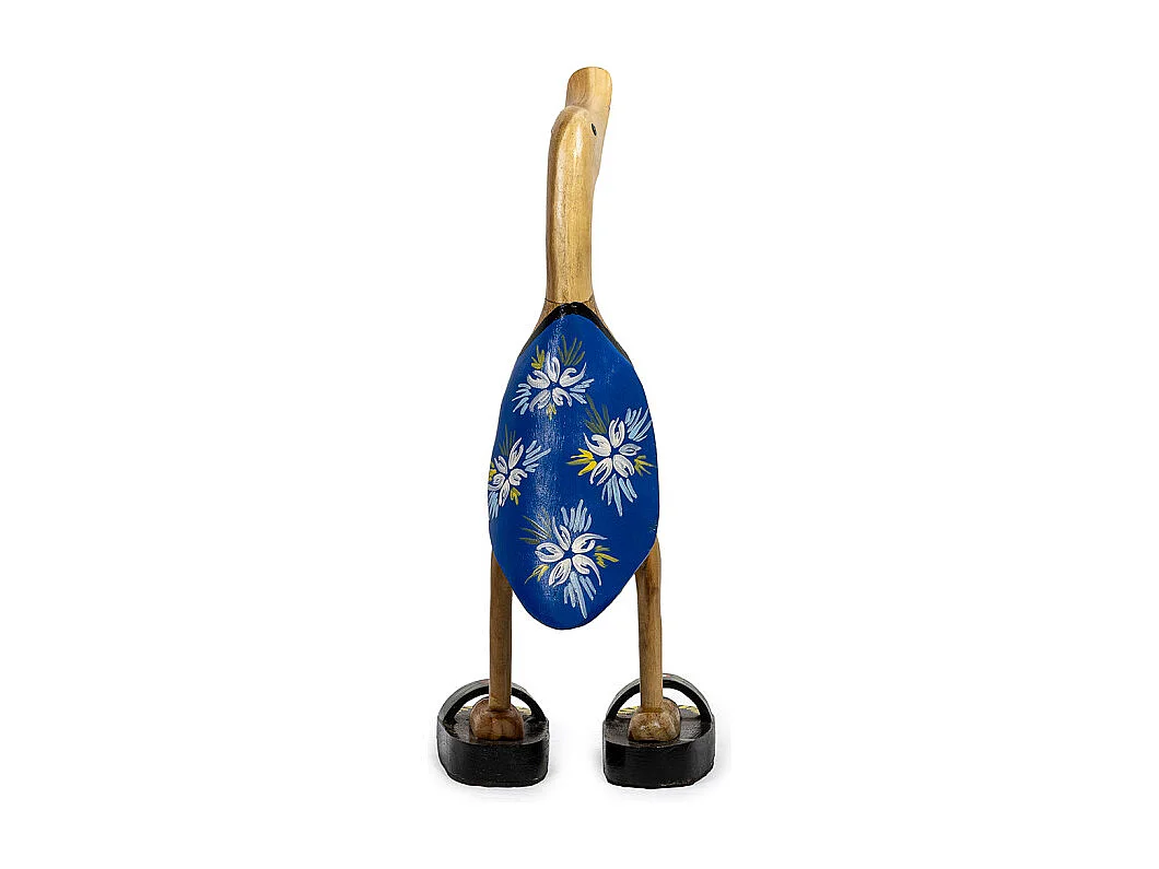 Statuette décorative 40 cm canard maillot bleu bois de teck – DAFLY
