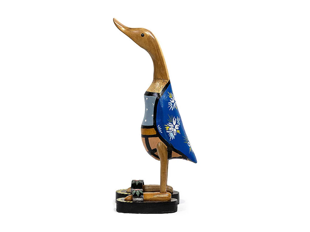 Statuette décorative 40 cm canard maillot bleu bois de teck – DAFLY