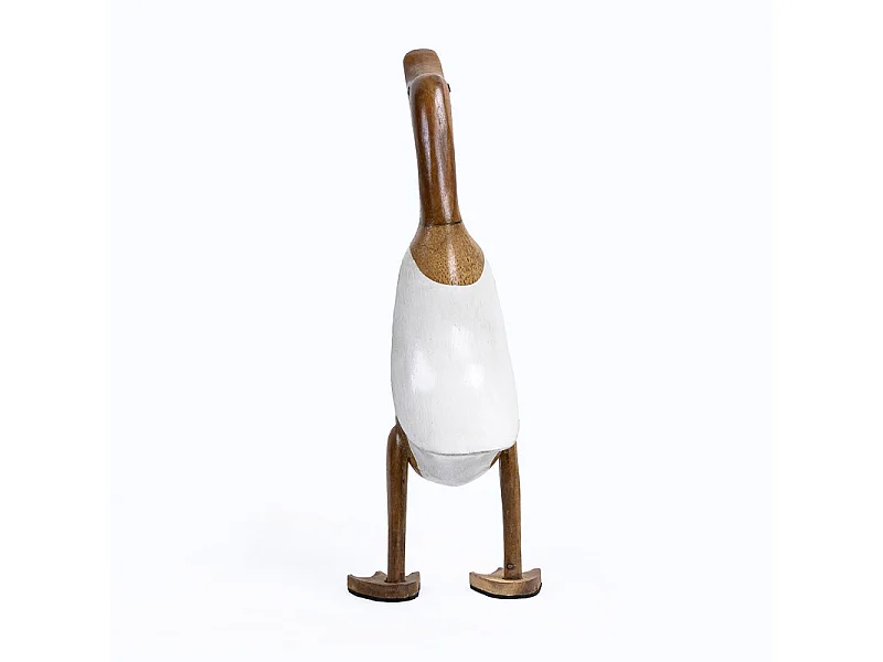 Statuette décorative 40 cm canard maillot blanc bois de teck – DAFLY