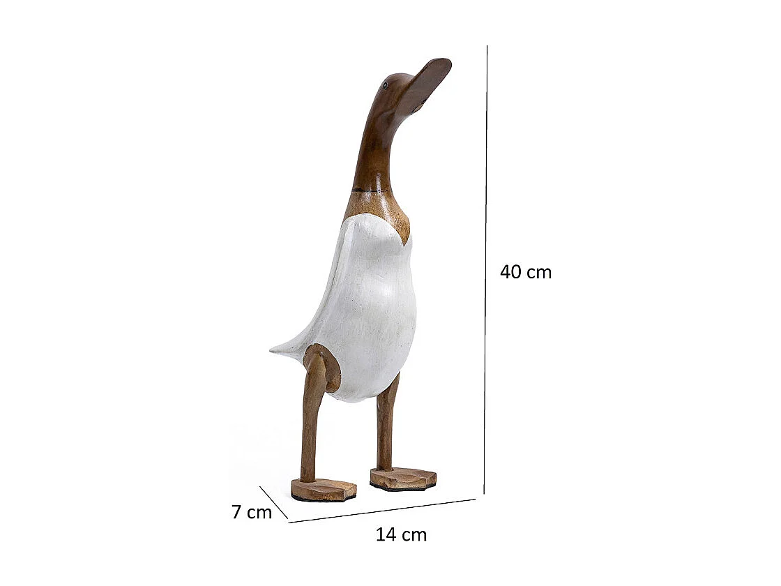 Statuette décorative 40 cm canard maillot blanc bois de teck – DAFLY