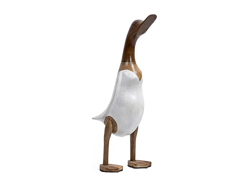 Statuette décorative 40 cm canard maillot blanc bois de teck – DAFLY