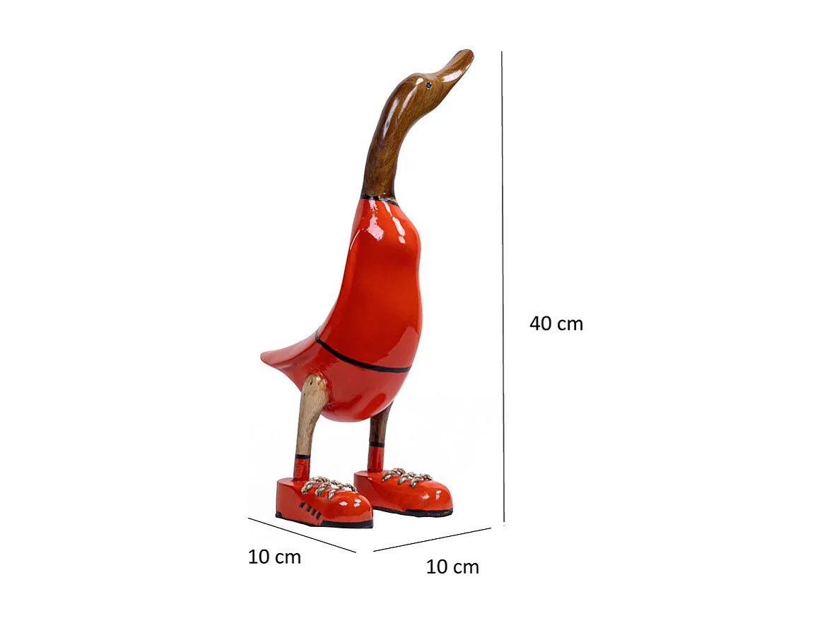 Statuette décorative 40 cm canard maillot rouge bois de teck – DAFLY