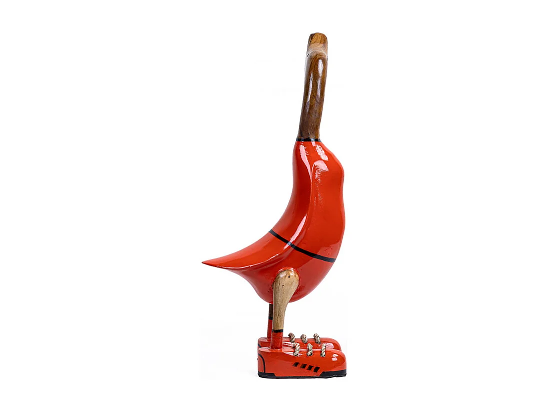 Statuette décorative 40 cm canard maillot rouge bois de teck – DAFLY