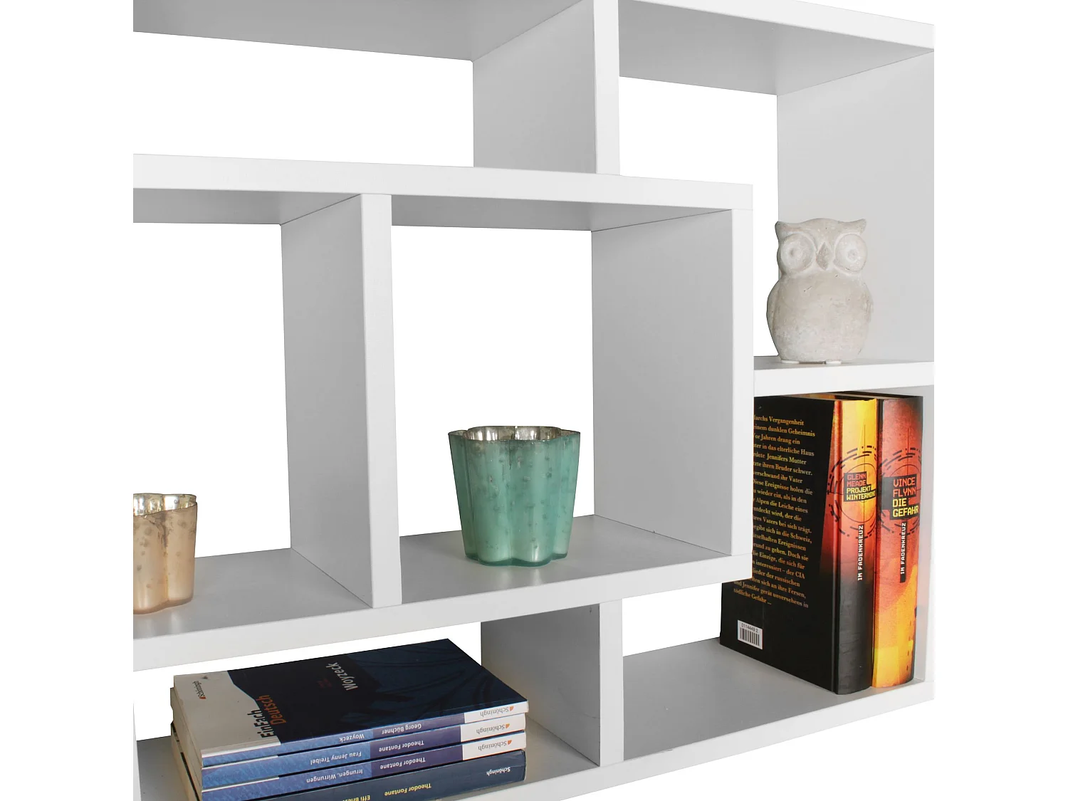 Estantería de pared ALEX blanco 85 x 47,5 x 16 cm estante colgante de madera MDF moderna | Diseño